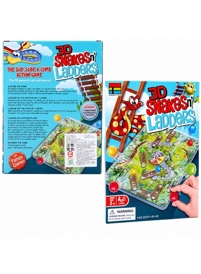 vGRASSP 3D Snakes and Ladders Board Game for Kids & Family, Interactive Strategy Table Game with Dice and Colorful Playing Pieces, Educational Indoor Board Game for Boys & Girls, Classic Snake and Ladder Travel Game, Brain Development, Logic, Concentration, Family Party Game, Portable Toy for Ages 3+ - Image 3