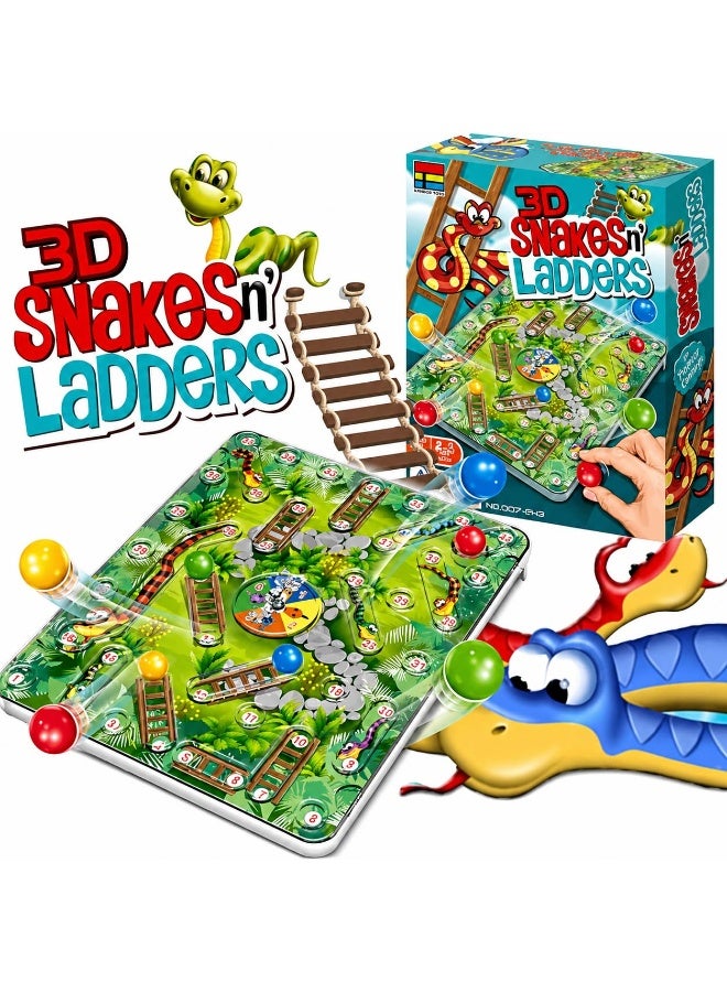 vGRASSP 3D Snakes and Ladders Board Game for Kids & Family, Interactive Strategy Table Game with Dice and Colorful Playing Pieces, Educational Indoor Board Game for Boys & Girls, Classic Snake and Ladder Travel Game, Brain Development, Logic, Concentration, Family Party Game, Portable Toy for Ages 3+ - Image 4