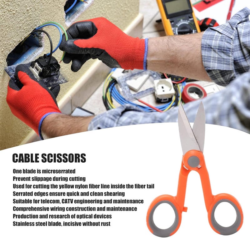 Fiber Cleaver Scissors, Fiber Optic Cutter Telecom Cable Scissors Electrical Shears Fiber Cutting Tool for Telecommunication, Catv Engineering - Image 2