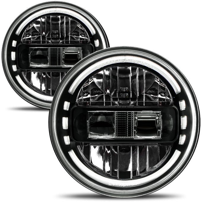 Upgraded 1200 Bright 7 Inch Led Headlights Round Jk 7 Headlight Compatible With Jeep Wrangler Jk Jku Lj Tj 19972018 Halo Ring Hilo Sealed Beam H6024 Plug Play Dot Approved Black