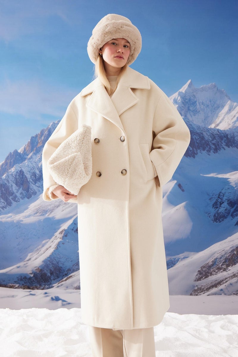 Manuka Alexa Premium Double Breasted Coat Ecru  - Image 1