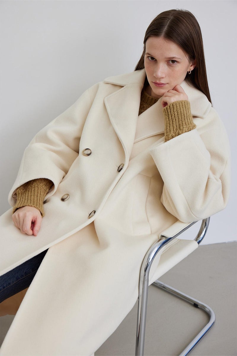 Manuka Alexa Premium Double Breasted Coat Ecru  - Image 2