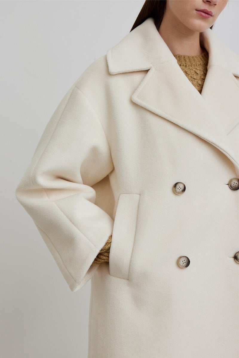 Manuka Alexa Premium Double Breasted Coat Ecru  - Image 5