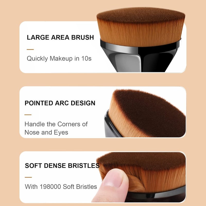 Fastmart Foundation Makeup Brush, Kabuki Hexagon Face Blush Liquid Powder Foundation Brush for Blending Liquid, Cream or Flawless Powder Cosmetics (Black) - Image 4