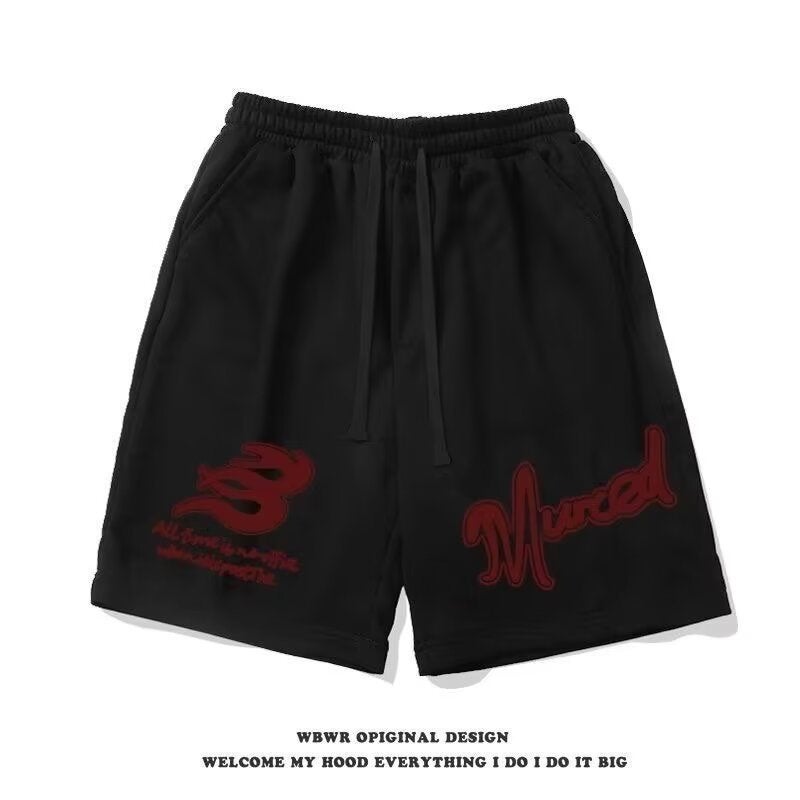 American Style Retro Ins Style Simple Letter Print Summer Shorts Mens and Womens National Fashion Brand All-match Five-point Sports Pants White  - Image 2