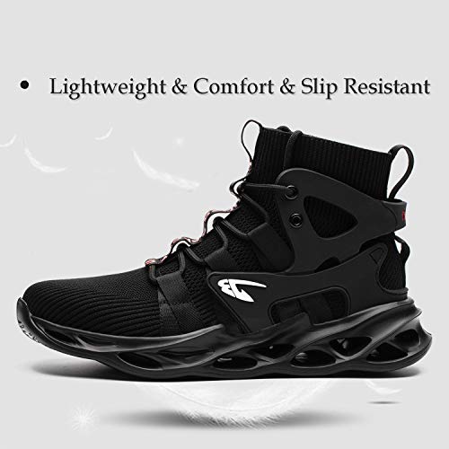 ORISTACO Work Safety Steel Toe Boots, Lightweight Breathable Industrial Construction Boots, High Cut 799 Black 49 - Image 2