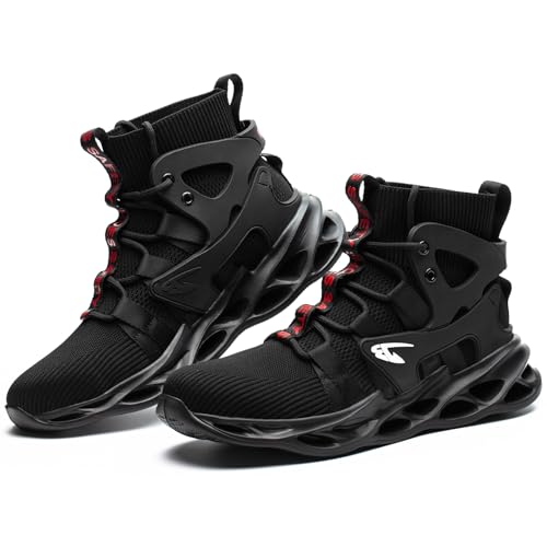 ORISTACO Work Safety Steel Toe Boots, Lightweight Breathable Industrial Construction Boots, High Cut 799 Black 49 - Image 1