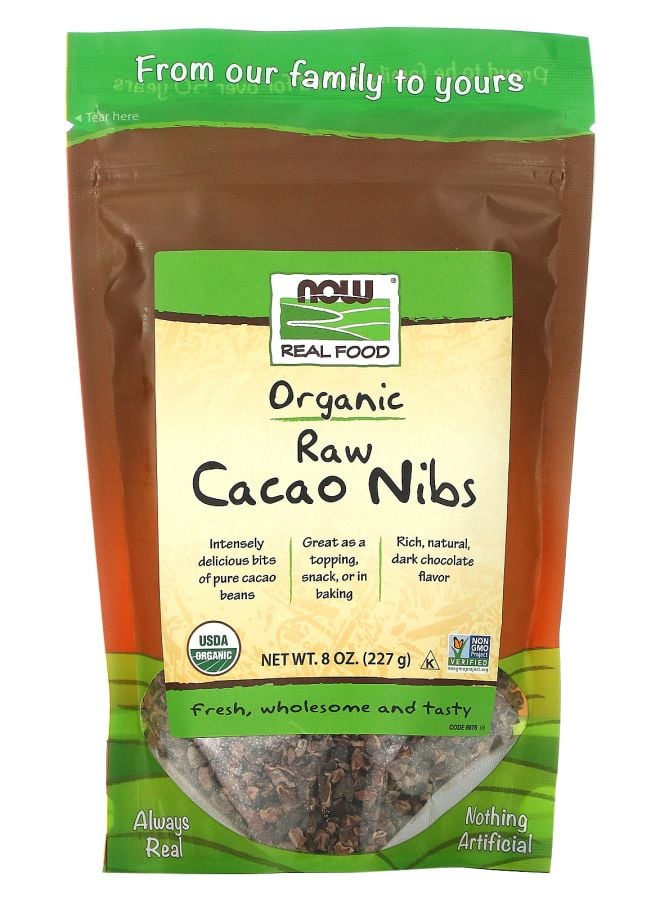 now Real Food Organic Raw Cacao Nibs 8 oz (227 g)