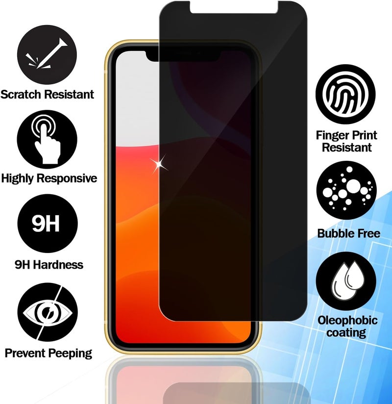 RKINC Wet anti slip Screen Protector [3-Pack] for iPhone 11 Pro Max, XS Max, Privacy Tempered Glass Film Screen Protector, [Anti Spy][Anti-Scratch][Bubble-Free] Multi-use well optimized build - Image 2