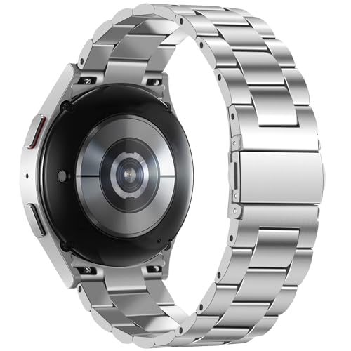 Anlinser No Gap Bands Compatible with Samsung Galaxy Watch 7/6/5/4/FE Band 44mm 40mm/Watch 6 Classic Band 47mm 43mm/Watch 5 Pro 45mm/Watch 4 Classic, 20mm Metal Strap for Women Men, Silver - Image 2
