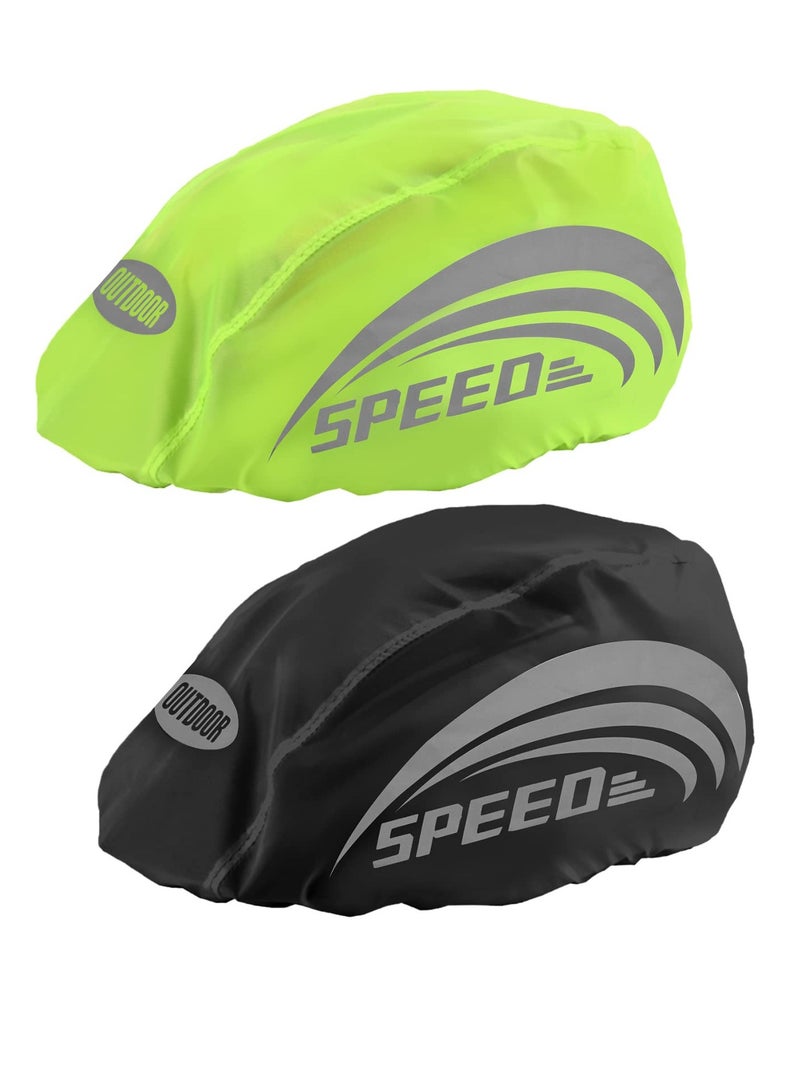 SOLARAE 2-Pack Waterproof Reflective Bike Helmet Covers - High Visibility Bicycle Helmet Rain Covers with Reflective Strips for Enhanced Safety and Protection. - Image 1