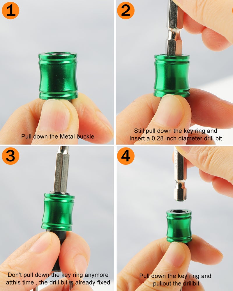 1/4inch Hex Shank Aluminum Alloy Screwdriver Bits Holder Extension Bar Drill Screw Adapter Change Keychain Portable（6PC color with black metal fastener） - Image 3