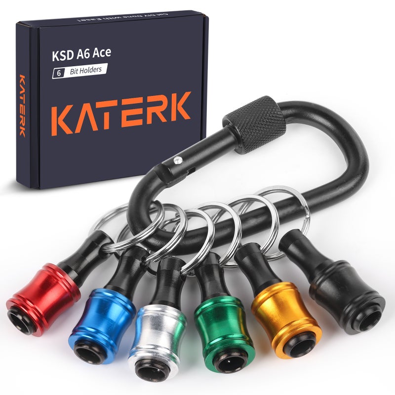 1/4inch Hex Shank Aluminum Alloy Screwdriver Bits Holder Extension Bar Drill Screw Adapter Change Keychain Portable（6PC color with black metal fastener） - Image 1