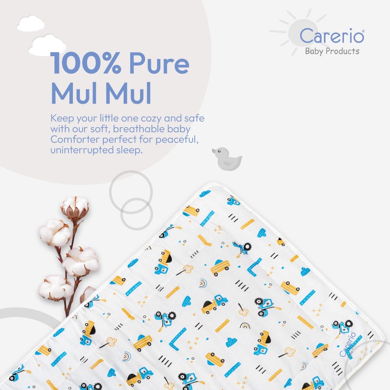 Carerio Newborn Baby Godadi, Soft Mulmul Cotton Baby Bed, Godadi, Crib Sheet, Cartoon Mat Bedding, Multicolor (Large, Little Engineer (01)) - Image 2