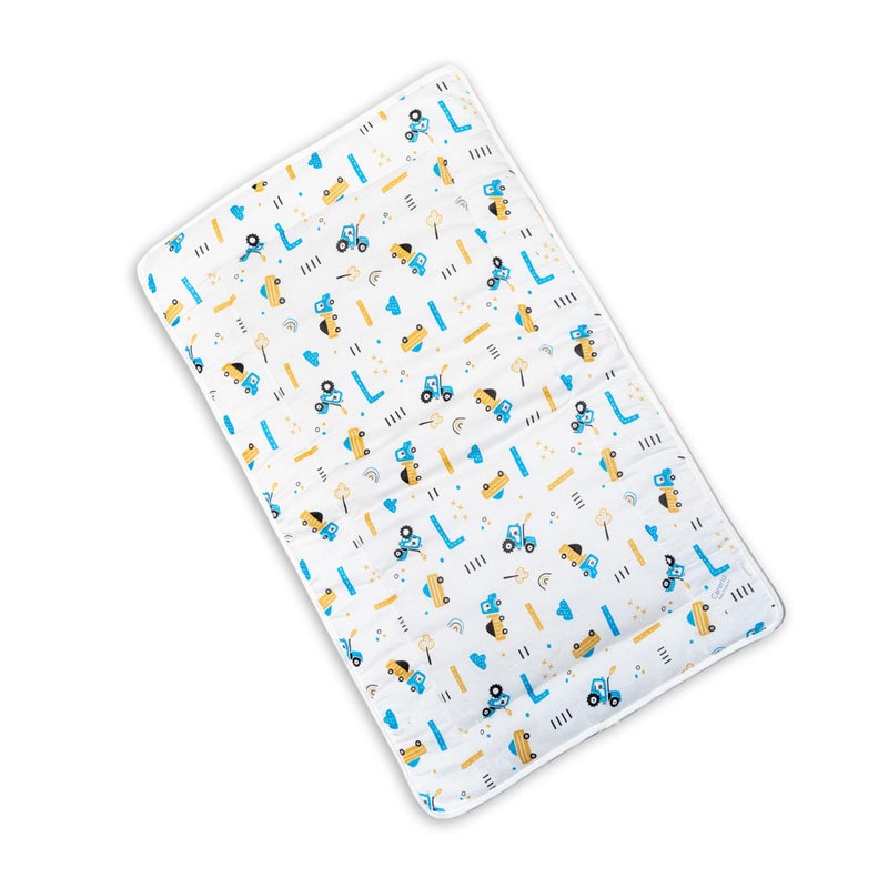 Carerio Newborn Baby Godadi, Soft Mulmul Cotton Baby Bed, Godadi, Crib Sheet, Cartoon Mat Bedding, Multicolor (Large, Little Engineer (01)) - Image 1