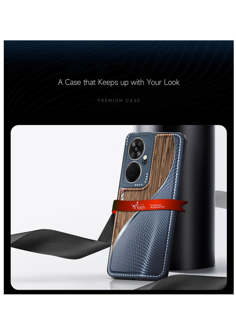 دبليو تيك غطاء حماية من السيليكون الخشبي وألياف الكربون لهاتف Itel P55+ / P55 Plus 4G 2024 أسود/بني - Image 3