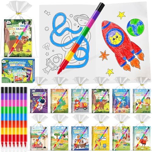 ZMLM 24 Pack Easter Coloring Books for Kids with Crayons Party Favors for Kids 48 Goodie Bags Stuffers for Toddlers Easter Basket Stuffers Classroom Prizes Birthday Return GiftsBoys - Image 1