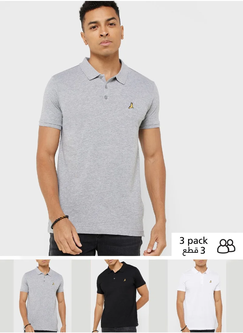 BRAVE SOUL Brave Soul Pack Of 3 Logo Polo Shirt