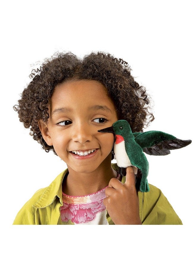 Folkmanis Mini Hummingbird Finger Puppet, Bluegreen, White, Red, Black, 1 EA - Image 2