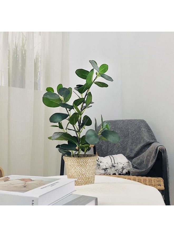 SAROSORA Artificial Ficus Tree Fake Plants in Weaved Pot 20" Height for Living Room Decor Indoor Home Office Ins Style (Green, 1) - Image 5