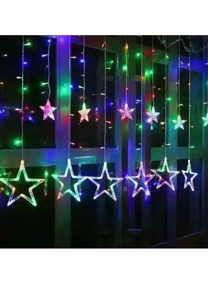 2.5M LED أضواء سلسلة الجنية الخماسية شكل نجمة أضواء الستار رمضان هدية، متعدد ، 2.5 أمتار، 2.5 ميتر - Image 1