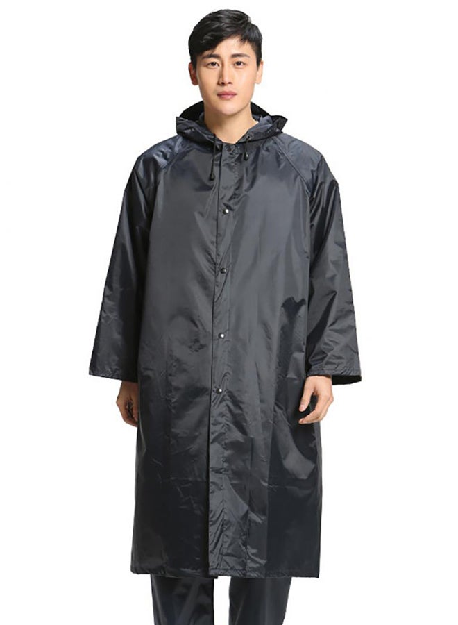 Long Sleeve Outdoor Travel Waterproof Hooded Neck Raincoat Black - Image 3