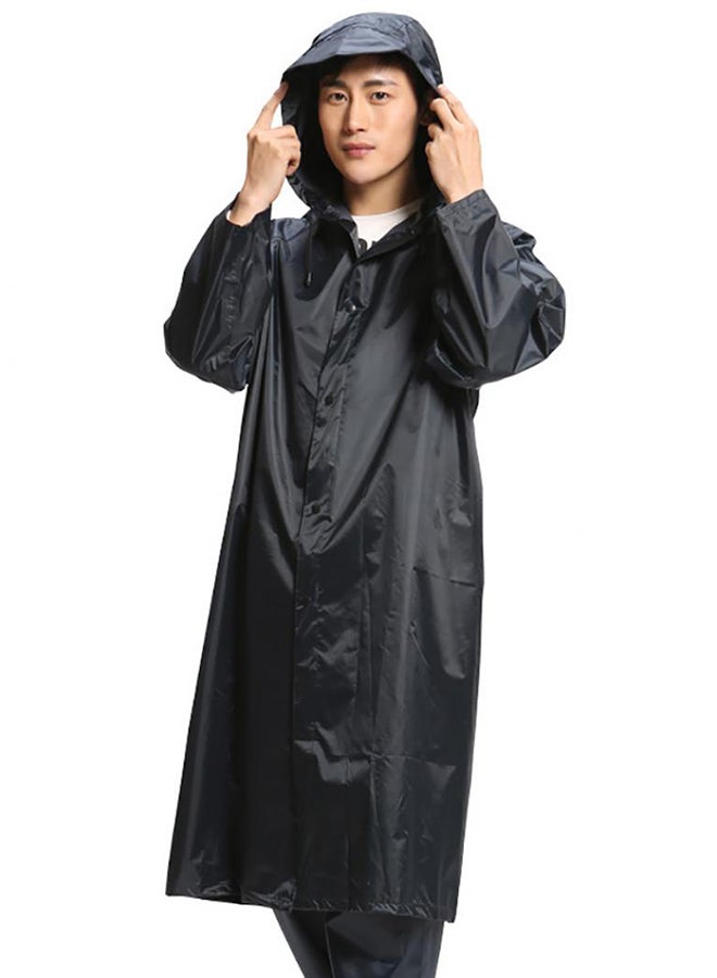 Long Sleeve Outdoor Travel Waterproof Hooded Neck Raincoat Black - Image 4