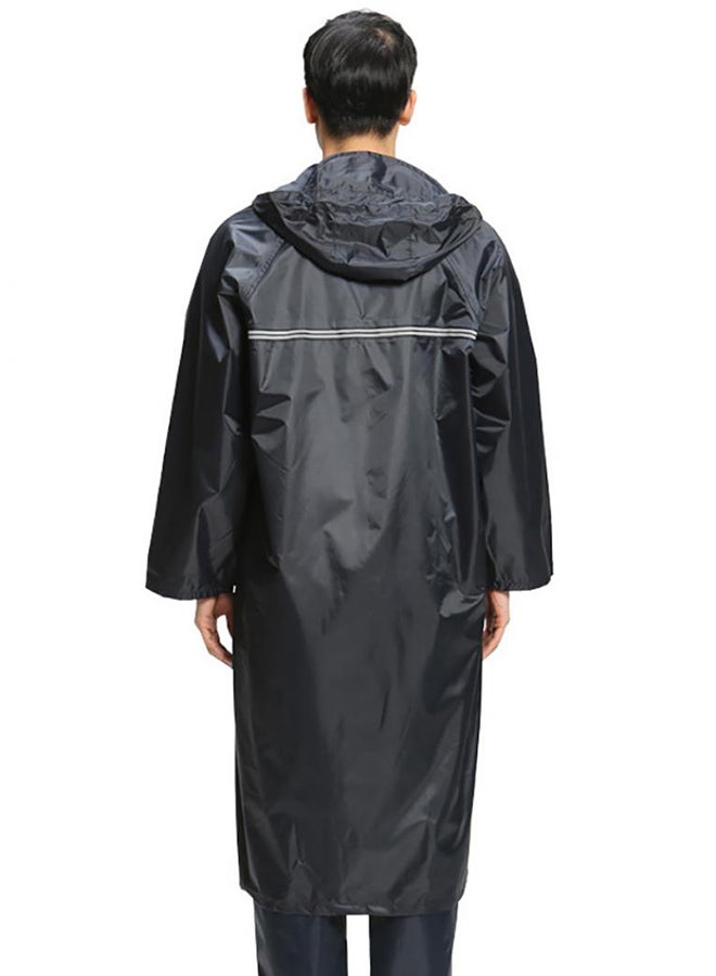 Long Sleeve Outdoor Travel Waterproof Hooded Neck Raincoat Black - Image 2