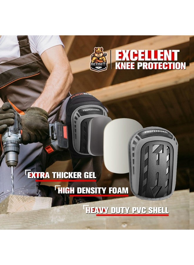 REXBETI REXBETI Knee Pads for Work, Construction Knee Pads for Men, Heavy Duty Comfortable Anti-slip Foam Gel for Gardening Flooring and Cleaning, Strong Stretchable Straps, Gray  - Image 2