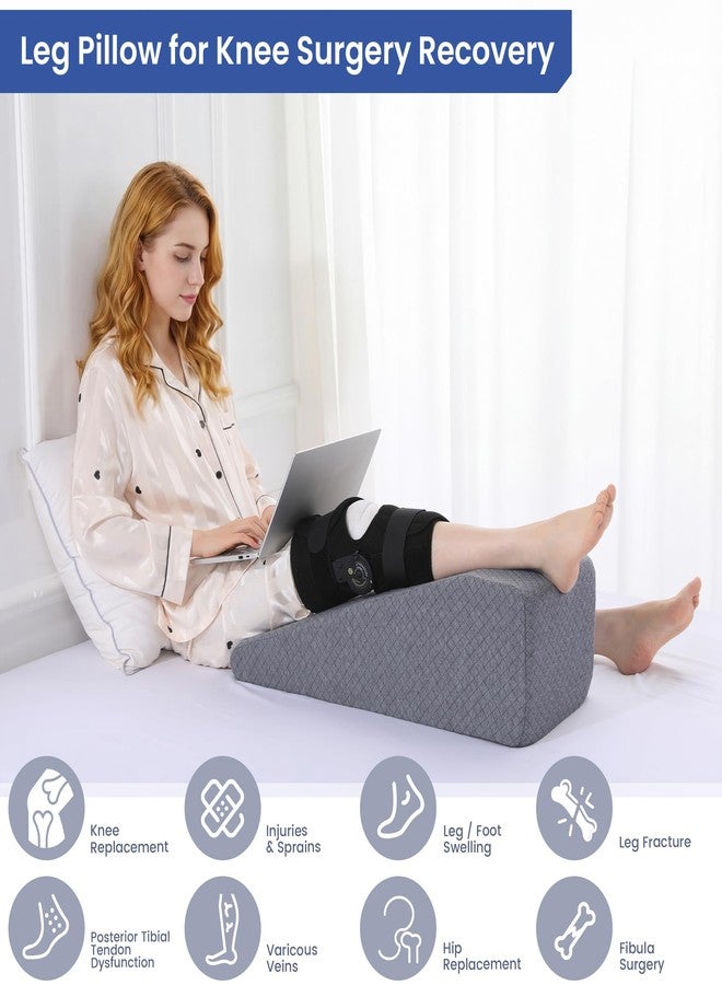 HOMBYS Leg Elevation Pillow for After Surgery, Knee Replacement & Recover, Wedge Pillow for Knee, Hip, Ankle Support, Home Recovery Equipment (Grey, 27in×11.6in×9in) - Image 4
