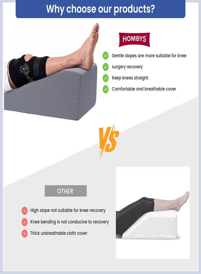 HOMBYS Leg Elevation Pillow for After Surgery, Knee Replacement & Recover, Wedge Pillow for Knee, Hip, Ankle Support, Home Recovery Equipment (Grey, 27in×11.6in×9in) - Image 3