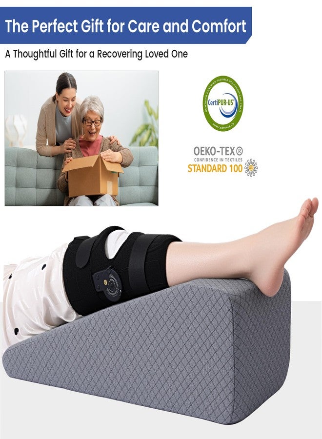 HOMBYS Leg Elevation Pillow for After Surgery, Knee Replacement & Recover, Wedge Pillow for Knee, Hip, Ankle Support, Home Recovery Equipment (Grey, 27in×11.6in×9in) - Image 5