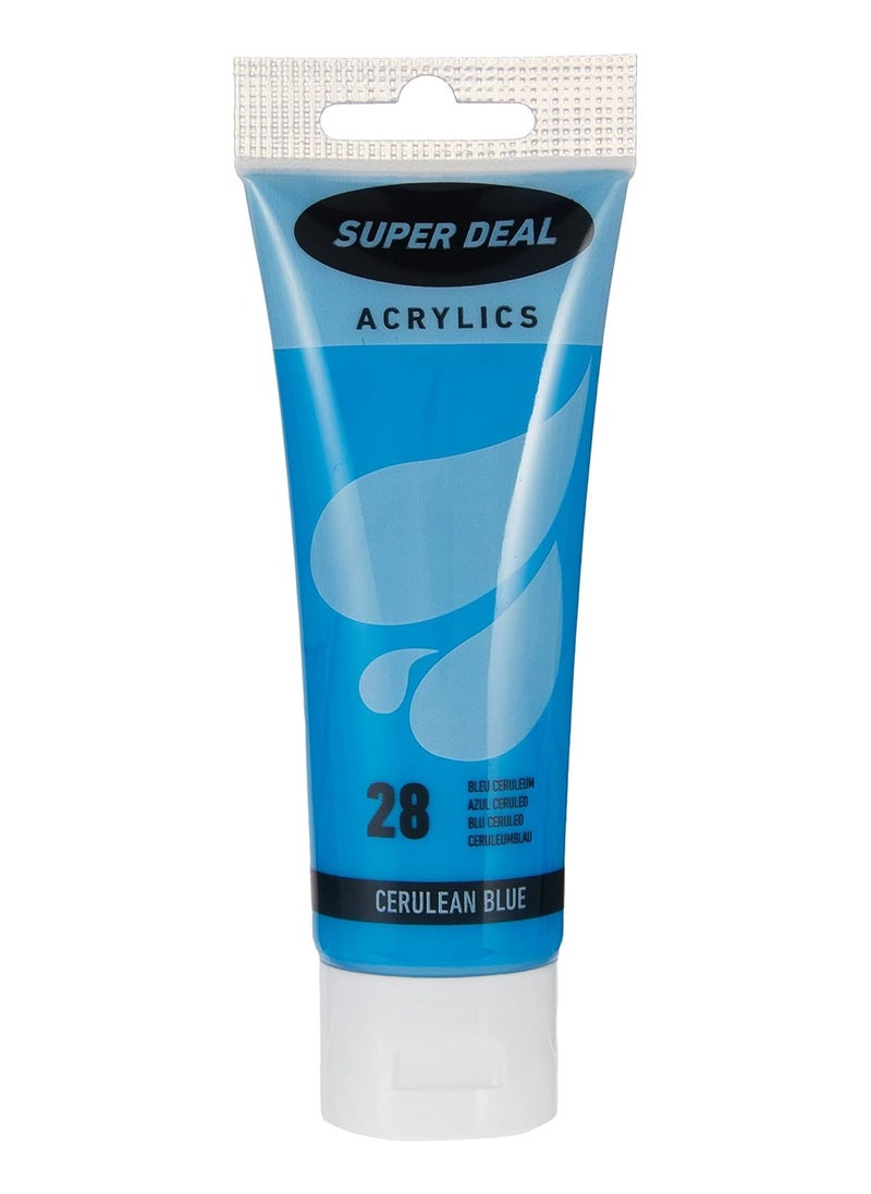 SUPER DEAL Super Deal Acrylic Color Paint Tube 75Ml Cerulean Blue Sd 4212-28 