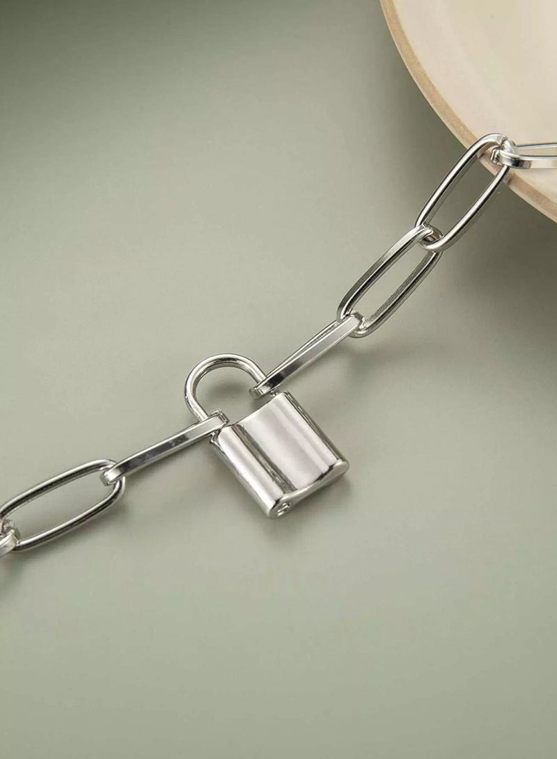 Men Lock Charm Chain Bracelet  - Image 3