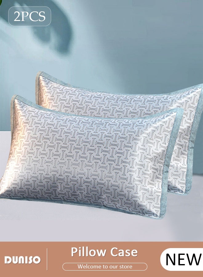 DUNISO 2PCS Cooling Pillow Cases Luxury Soft Smooth Pillow Covers for Skin and Hair Care Comfortable and Breathable Ice Silk for Hot Sleepers Hair and Skin Friendly  - Image 1