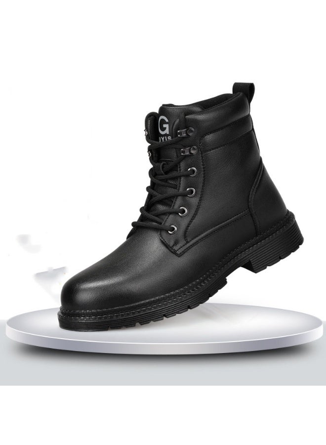 G أحذية جلدية للرجال أحذية شتوية دافئة أحذية أمان للرجال أحذية عمل مقاومة للماء أحذية مثقوبة غير قابلة للتدمير أحذية أمان - Image 1