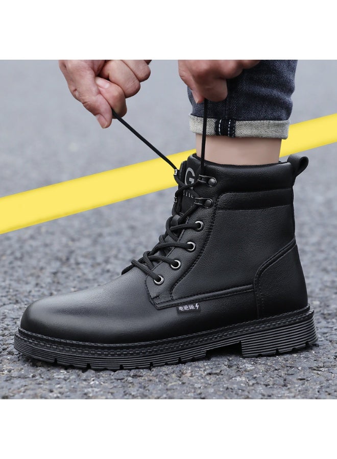 G أحذية جلدية للرجال أحذية شتوية دافئة أحذية أمان للرجال أحذية عمل مقاومة للماء أحذية مثقوبة غير قابلة للتدمير أحذية أمان - Image 2