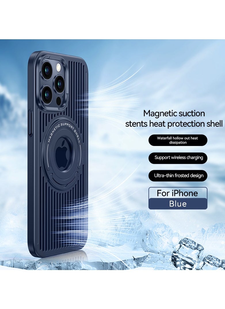 Color Fans - Magnetic Heat Dissipation Case with Invisible Kickstand,Compatible with Magsafe Wireless Charging,Shockproof Protective Case（Blue/iPhone 15 Pro Max） - Image 1