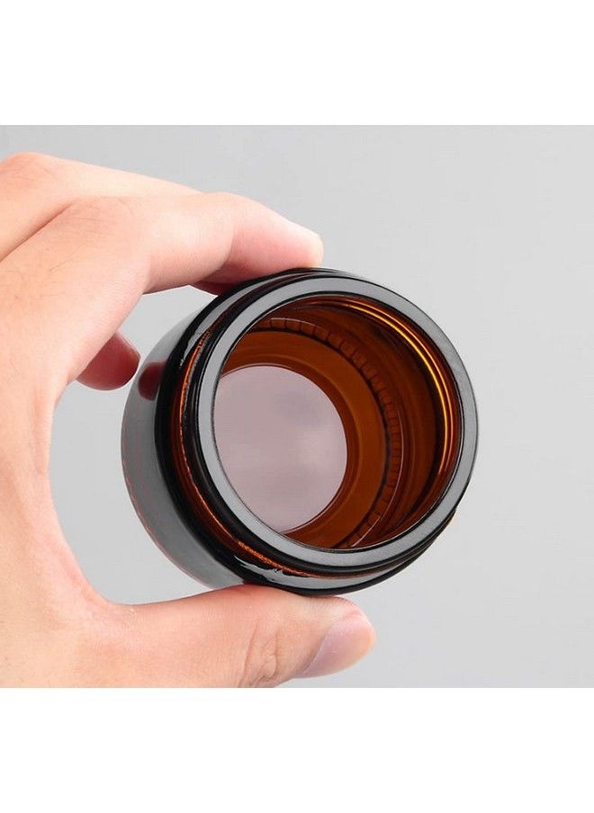 ericotry 3 Pcs Amber Glass Jars Refillable Cosmetic Sample Bottles Jar Empty Face Cream Lip Balm Lotion Essential Oils Storage Container Pot Bottle With Inner Liners And Black Lids Size 30Ml  - Image 3