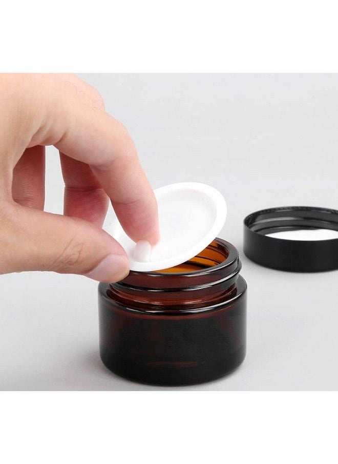 ericotry 3 Pcs Amber Glass Jars Refillable Cosmetic Sample Bottles Jar Empty Face Cream Lip Balm Lotion Essential Oils Storage Container Pot Bottle With Inner Liners And Black Lids Size 30Ml  - Image 4