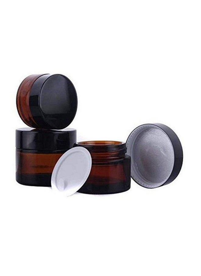 ericotry 3 Pcs Amber Glass Jars Refillable Cosmetic Sample Bottles Jar Empty Face Cream Lip Balm Lotion Essential Oils Storage Container Pot Bottle With Inner Liners And Black Lids Size 30Ml  - Image 2