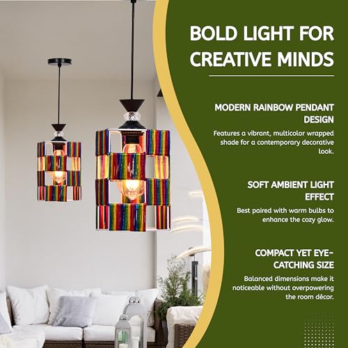 Groeien Crystal Silk Craft Weave Metal Hanging Pendant Ceiling Lamp Fixture | Chandelier for Home, Indoor, Outdoor,Living Room, Bedroom(Bulb Included)(Silk-CraftHex, 1) - Image 4