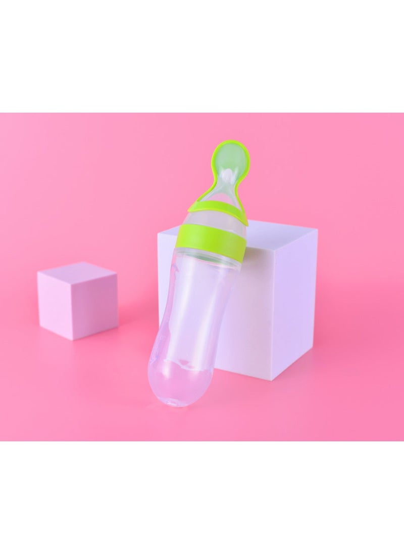 1 x 5 pcs Baby Feeding Spoon Bottle Squeeze Soft Silicone Green 