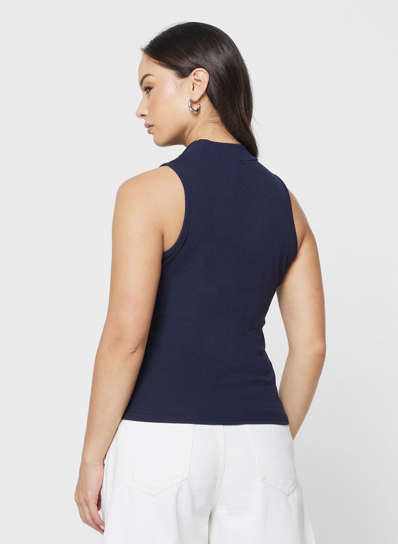 Ginger Basics Cotton Blend High Neck Ribbed Vest - Image 2