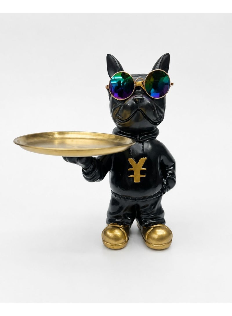 AL KHUMERY- Luxury Bulldog Butler Tray Statue – Modern Resin Storage Tray Home Decor