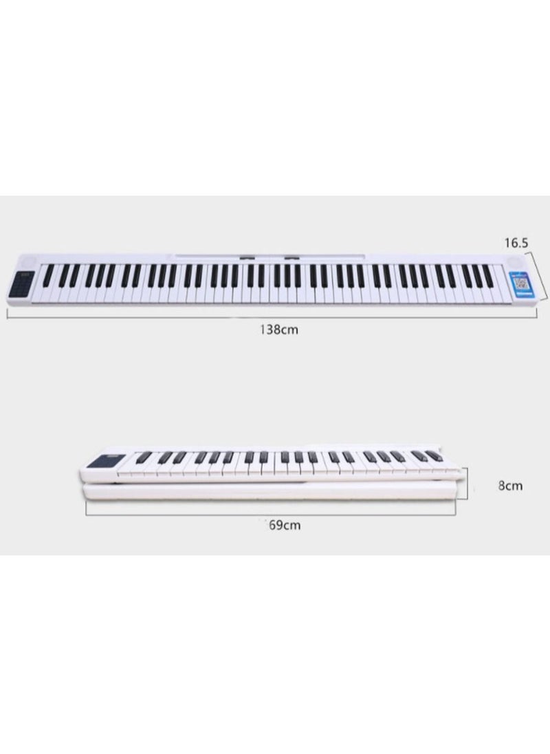 null - Keyboard Piano White color  88 Standard Piano Keys with Multifuctional Control Panel and Stand for Tablet Record Piano Performance Change tone and speed Suitable for Beginners Child - Image 1
