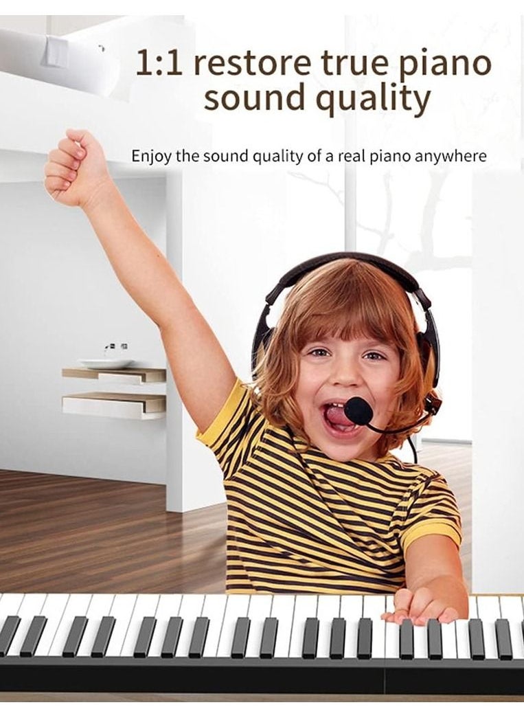 null - Keyboard Piano White color  88 Standard Piano Keys with Multifuctional Control Panel and Stand for Tablet Record Piano Performance Change tone and speed Suitable for Beginners Child - Image 1