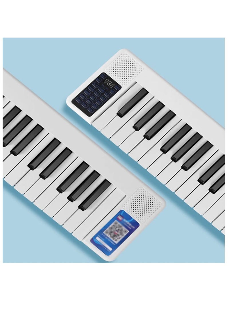null - Keyboard Piano White color  88 Standard Piano Keys with Multifuctional Control Panel and Stand for Tablet Record Piano Performance Change tone and speed Suitable for Beginners Child - Image 1