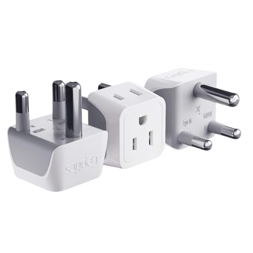 Ceptics South Africa, Namibia Travel Adapter Plug with Dual Usa Input - Type M - Ultra Compact - Safe Grounded Perfect for Cell Phones, Laptops, Camera Chargers and More 3 Pack (CT-10L) - Image 1
