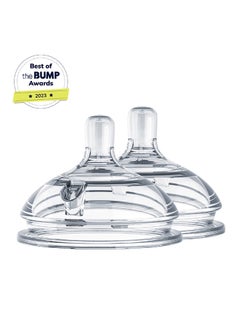 comotomo Natural Feel Baby Bottle 250 ML With Pack Of 2 Natural Teat Silicone Nipples, 2 Holes With Medium Flow,  3 Months +  - Image 3